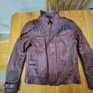 Burgundy Mens S Leather Jacket - Perfect for Starlord Cosplay!